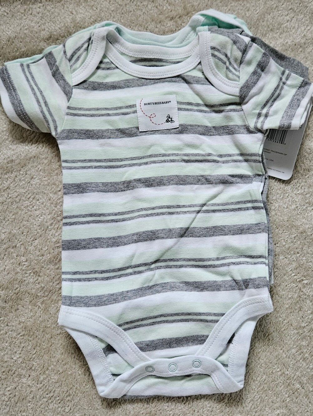 Burt's Bees Baby Cotton 3 Pack Bodysuits 0-3 Months - NWT